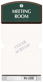 2-Line Meeting Room Sign w/Window Slot & Sliding Panel