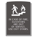 In Case of Fire, Elevators Are Out of Service - Braille