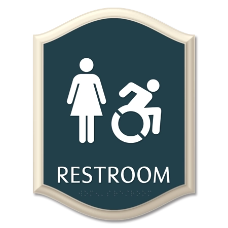 Restroom Sign w/Female & Dynamic ISA Symbols