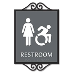 Restroom Sign w/Female & Dynamic ISA Symbols
