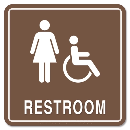 Restroom Sign w/ Female & ISA Symbols