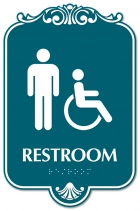 Restroom Sign w/Male & ISA Symbols