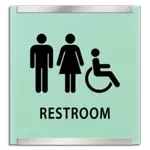 Restroom Sign w/ Unisex & ISA Symbols