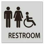 Restroom Sign w/ Unisex & ISA Symbols
