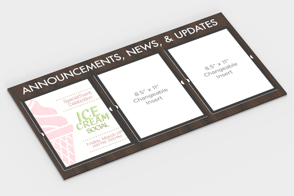 Information Display Board with Example Insert