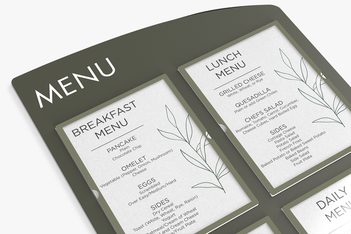 Menu Display Board with Example Insert